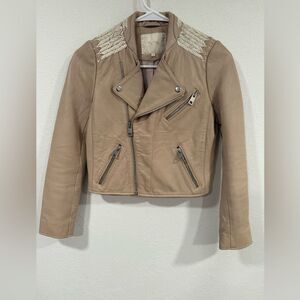 Maje Leather Moto Jacket – Lambskin Biker Style, Size 36 (Small)